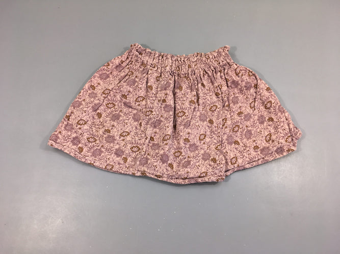 Jupe vieux rose 100%coton doublée motifs fleurs, moins cher chez Petit Kiwi