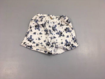 Short en jean blanc fleuri bleu