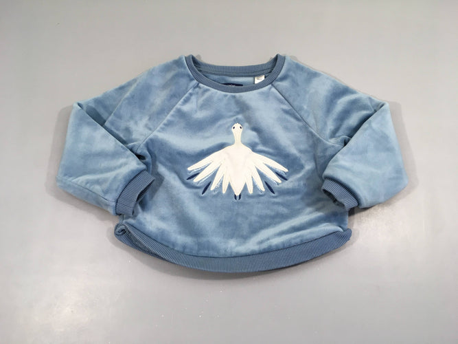 Sweat bleu velours Oiseau, moins cher chez Petit Kiwi