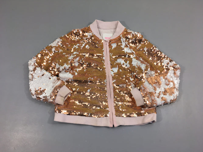 Sweat zippé rose sequins réversibles dorés/blancs, moins cher chez Petit Kiwi