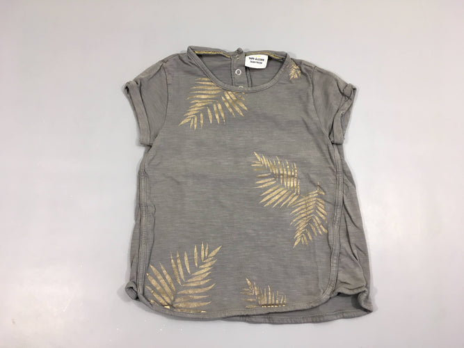 T-shirt m.c gris flammé feuilles dorées, moins cher chez Petit Kiwi