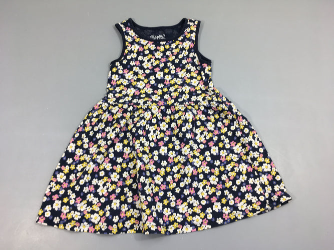 Robe s.m bleu marine à fleurs colorées 100% coton, moins cher chez Petit Kiwi