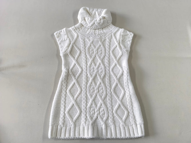 Robe pull s.m col roulé blanc mailles torsadées, moins cher chez Petit Kiwi