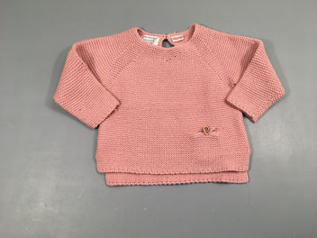 Pull mailles rose, légèrement bouloché