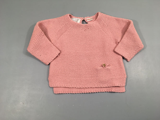 Pull mailles rose, légèrement bouloché, moins cher chez Petit Kiwi