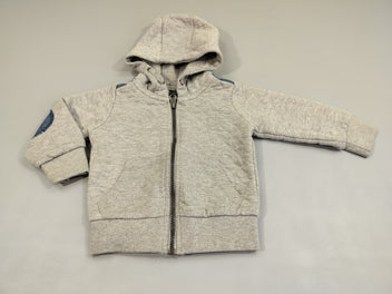 Gilet zippé à capuche gris flammé matelassé