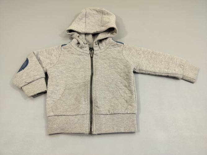 Gilet zippé à capuche gris flammé matelassé, moins cher chez Petit Kiwi