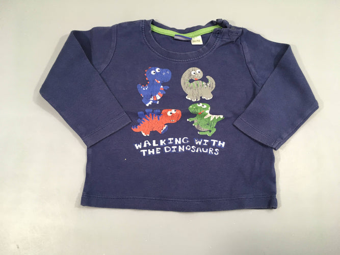 T-shirt m.l bleu Dino Légèrement bouloché, moins cher chez Petit Kiwi