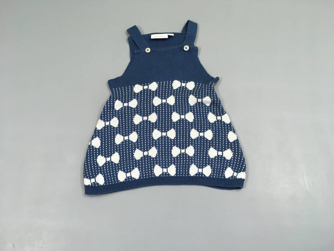 Robe Salopette mailles bleu noeuds 5% cachemire, moins cher chez Petit Kiwi