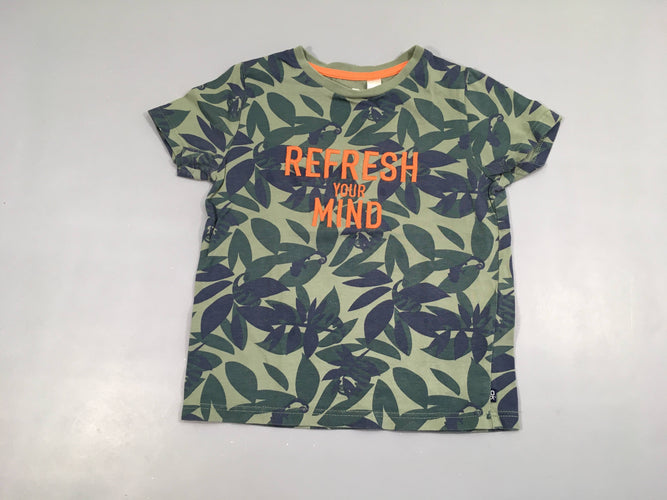 T-shirt m.c vert motifs feuilles "Refresh your Mind", moins cher chez Petit Kiwi