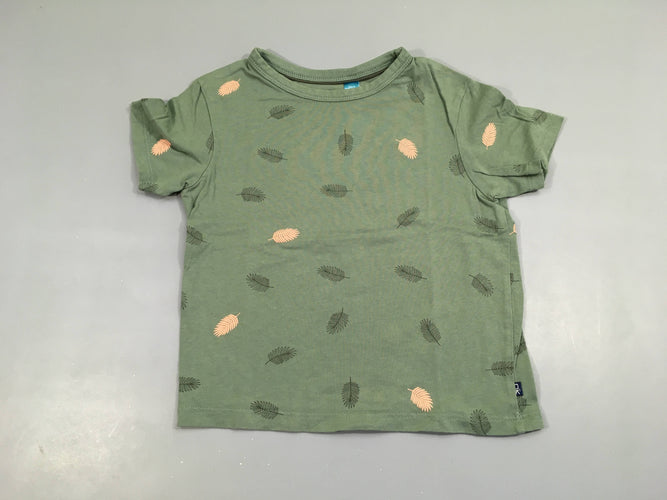 T-shirt m.c vert motifs feuilles noires, roses, moins cher chez Petit Kiwi