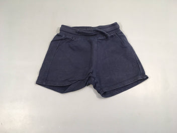 Short taille élastique bleu, 100% coton très légèrement bouloché