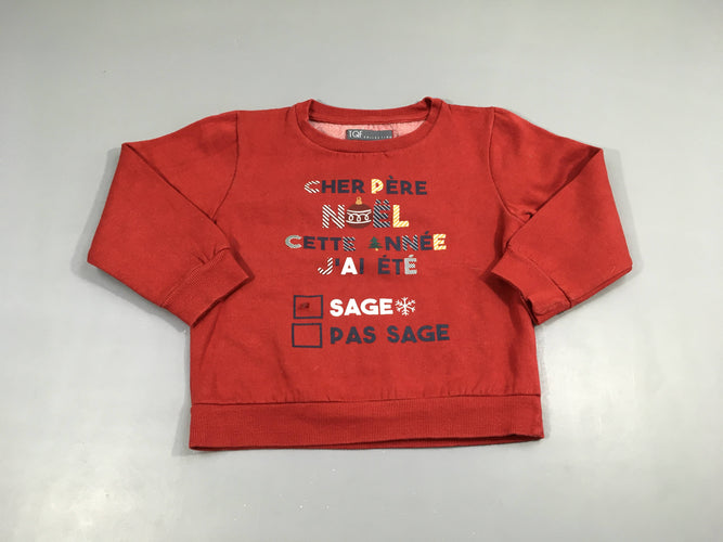 Sweat rouge Cher père Noël, moins cher chez Petit Kiwi