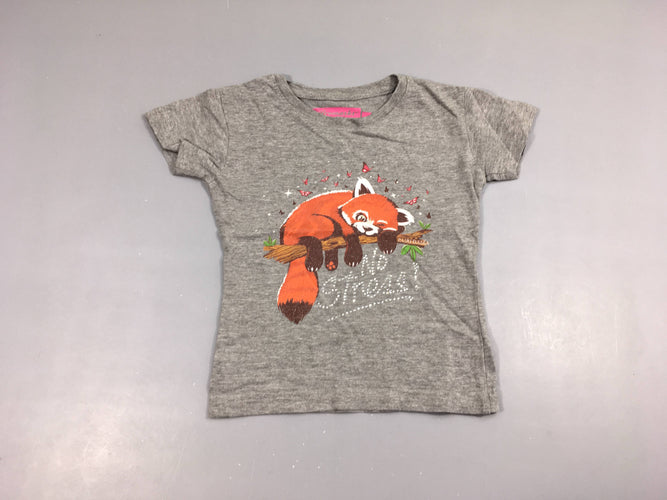 T-shirt m.c gris Renard Strass, moins cher chez Petit Kiwi