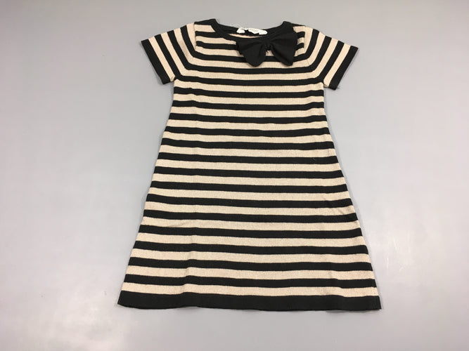 Robe pull m.c rayé noir-beige irisé Noeud, moins cher chez Petit Kiwi