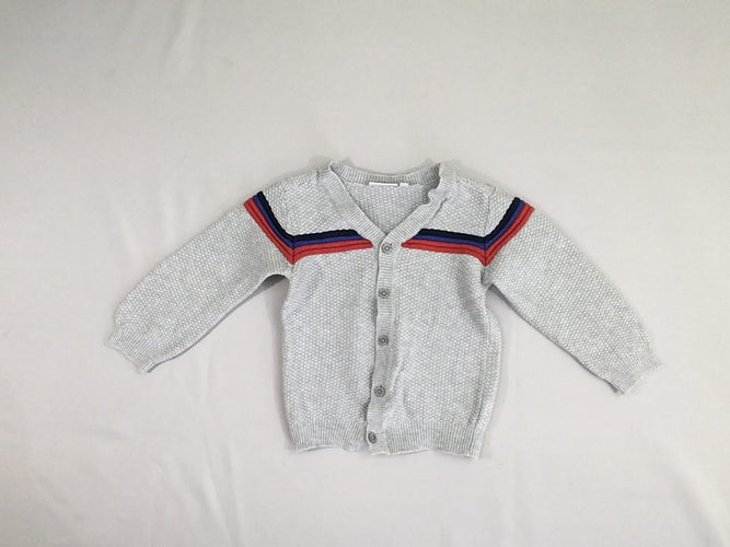 Gilet texturé gris rayé, moins cher chez Petit Kiwi