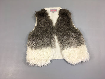 Gilet berger fausse fourrure gris/blanc