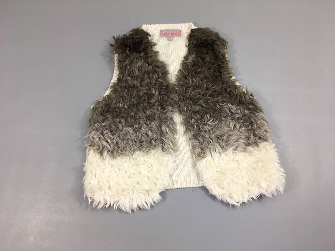 Gilet berger fausse fourrure gris/blanc, moins cher chez Petit Kiwi