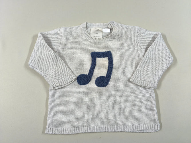 Pull gris clair note de musique, moins cher chez Petit Kiwi