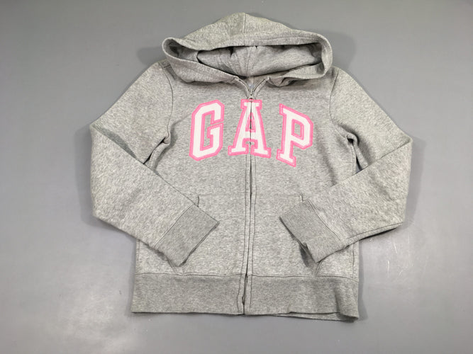 Sweat zippéà capuche gris chiné GAP sequins, légèrement bouloché, moins cher chez Petit Kiwi