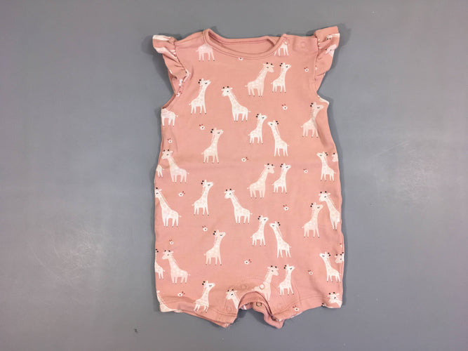 Combishort molleton rose girafes, moins cher chez Petit Kiwi