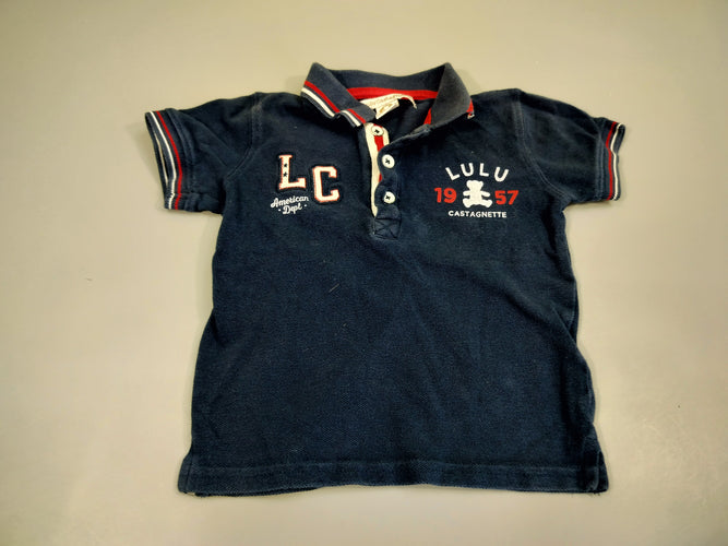 Polo m.c bleu marine  "LC" "Lulu  1957", moins cher chez Petit Kiwi