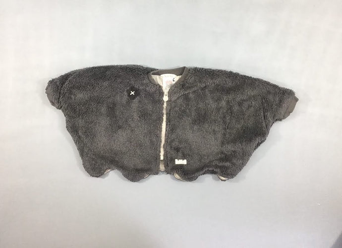 Gilet/veste cape poncho zippé velours gris foncé, Koeka, moins cher chez Petit Kiwi