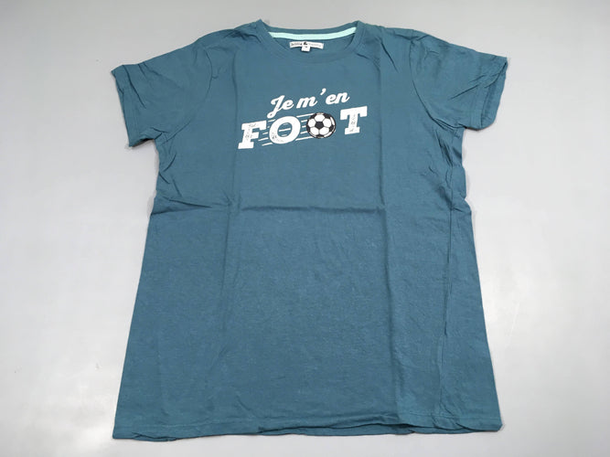 T-shirt m.c bleu Foot, légèrement bouloché, moins cher chez Petit Kiwi