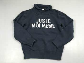 Pull bleu foncé Juste moi même, 100% coton (petit accroc sur le devant)