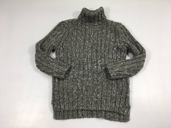 Pull mailles gris foncé chiné col roulé