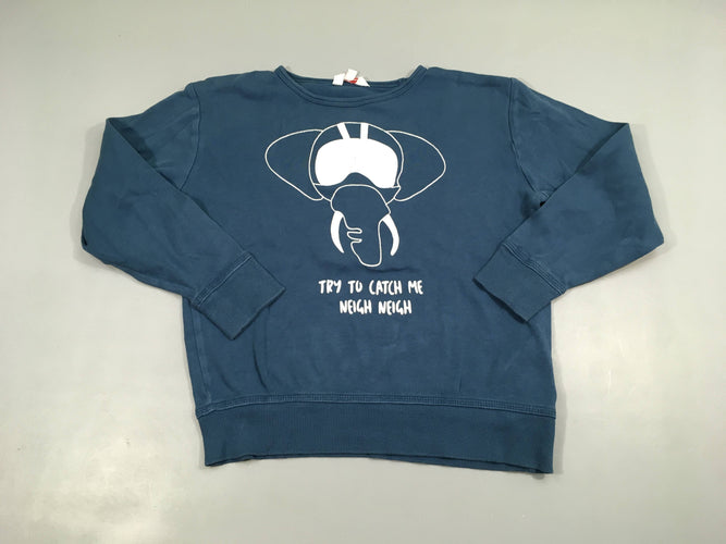 Sweat fin bleu éléphant, 100% coton, moins cher chez Petit Kiwi