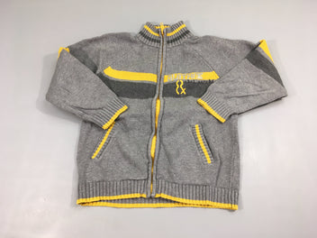 Gilet zippé gris chiné/jaune guitare