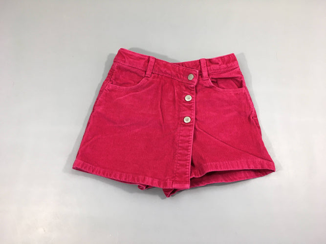 Short velours côtelé rose vif effet superposé jupe, moins cher chez Petit Kiwi