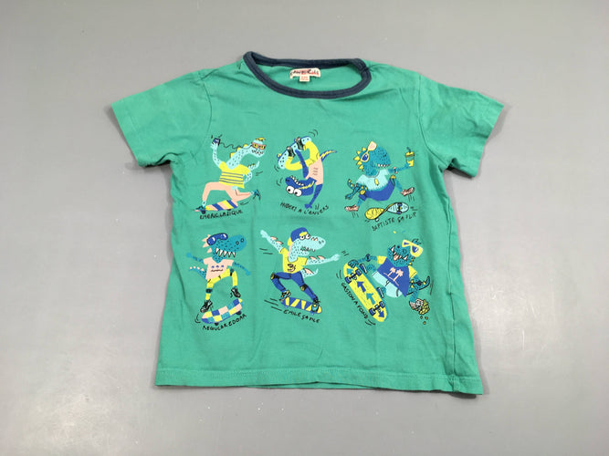 T-shirt m.c vert dinos, 100% coton, moins cher chez Petit Kiwi