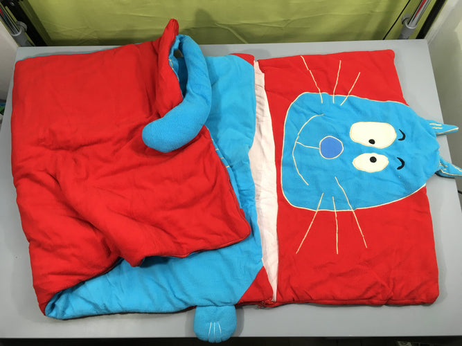 Sac de couchage polar bleu/rouge chat, moins cher chez Petit Kiwi