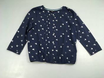 Blouse m.l bleu foncé boutons oiseaux