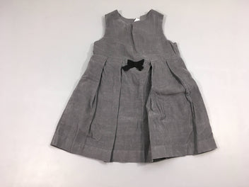 Robe m.c velours côtelé gris foncé noeud, 100% coton