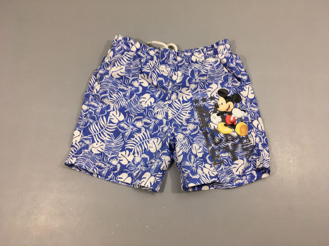 Maillot short bleu feuillage Mickey, moins cher chez Petit Kiwi