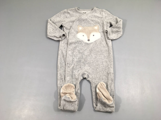 Pyjama velours gris renard, moins cher chez Petit Kiwi