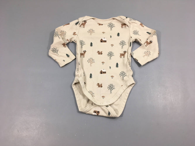 Body m.l beige motifs hiver animaux, 100% coton, moins cher chez Petit Kiwi