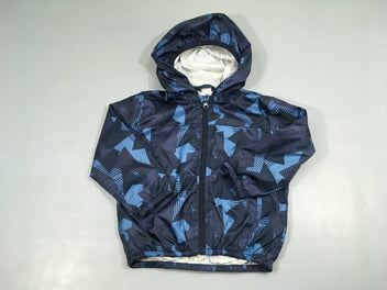 Veste légère zippé bleu foncé motifs à capuche doublé jersey