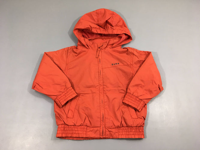 Veste légère zippé orange à capuche doublé jersey, moins cher chez Petit Kiwi