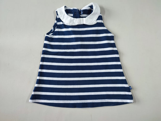 Robe s.m jersey rayée blanche/bleu marine col, moins cher chez Petit Kiwi