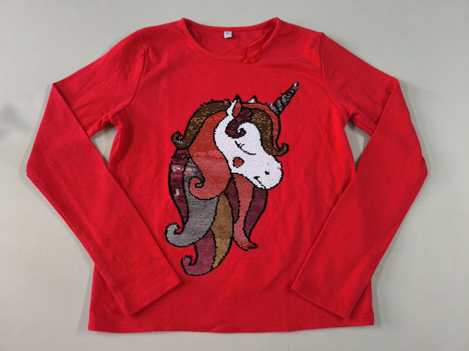 T-shirt m.l rouge licorne en sequins réversibles, moins cher chez Petit Kiwi