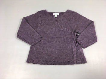 Pull coeur croisé mauve  55% à  ac.r.ylique  30% polyamide  15% mohair