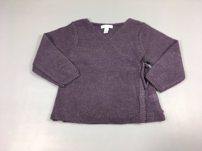 Pull coeur croisé mauve  55% à  ac.r.ylique  30% polyamide  15% mohair, moins cher chez Petit Kiwi