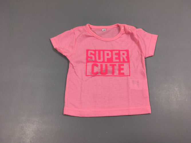 T-shirt m.c rose"Super cuter" 65% polyester 35% coton, moins cher chez Petit Kiwi