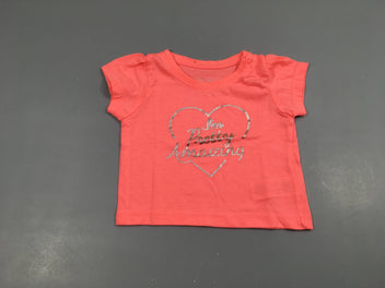 T-shirt m.c rose coeur, argenté  