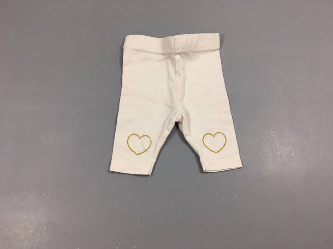 Legging blanc coeurs dorés, moins cher chez Petit Kiwi