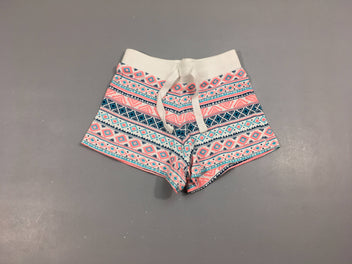 Short blanc motifs roses et bleus  100% coton